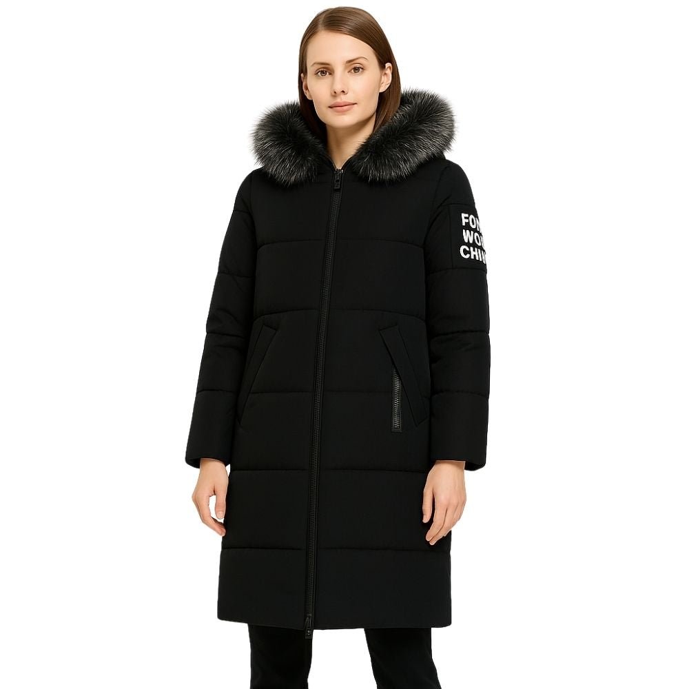 insulated overcoat, warm winter jacket, quilted coat, urban outerwear, heavyweight parka, stylish women's coat, weather-resistant.
