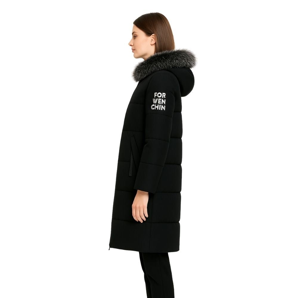 insulated overcoat, warm winter jacket, quilted coat, urban outerwear, heavyweight parka, stylish women's coat, weather-resistant.
