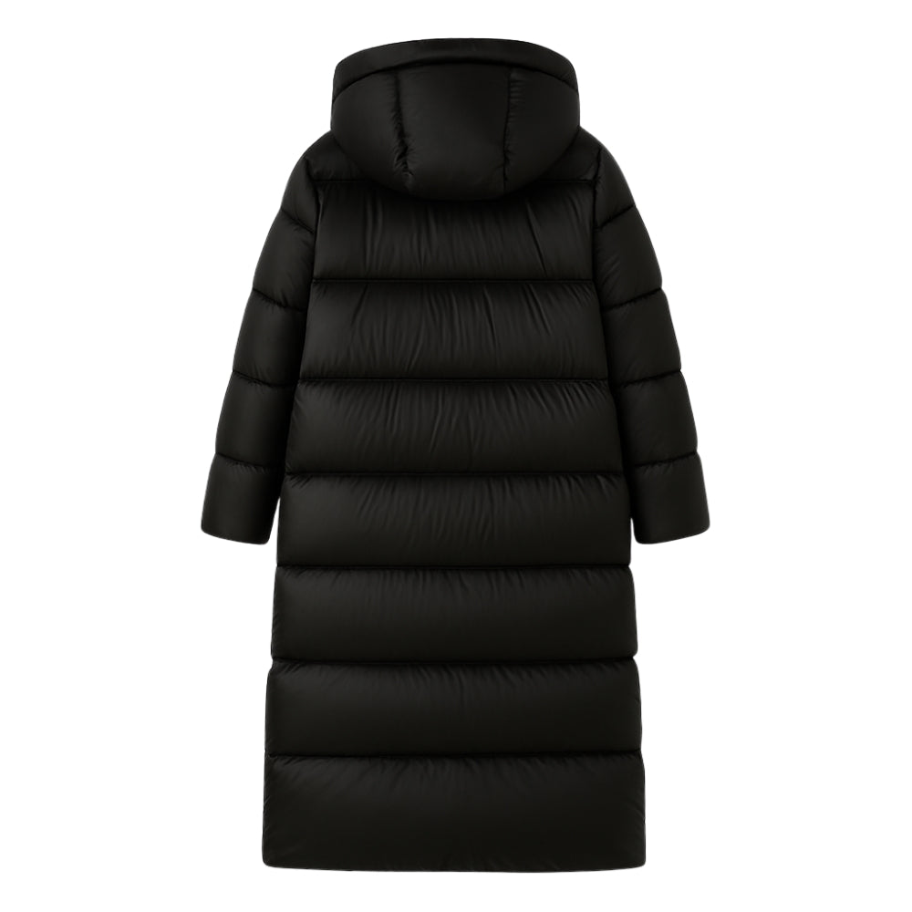 down-filled parka", "insulated winter overcoat", "high-shine winter coat", "quilted jacket", "cocoon coat", and "all-weather essential