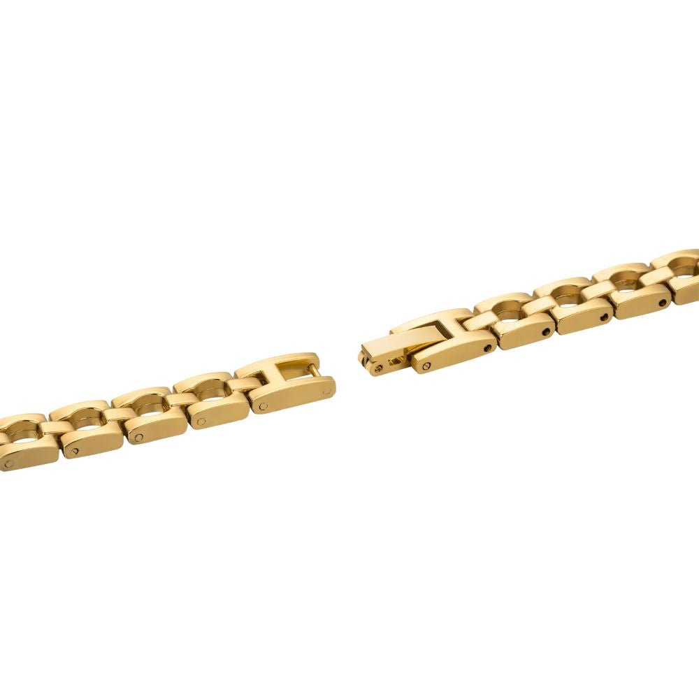 Gold kouvr bracelet on a white background