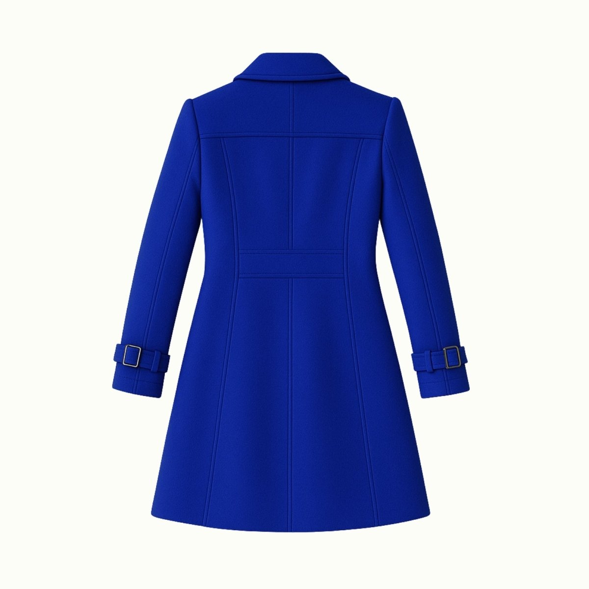 Blue Kouvr coat on a white background