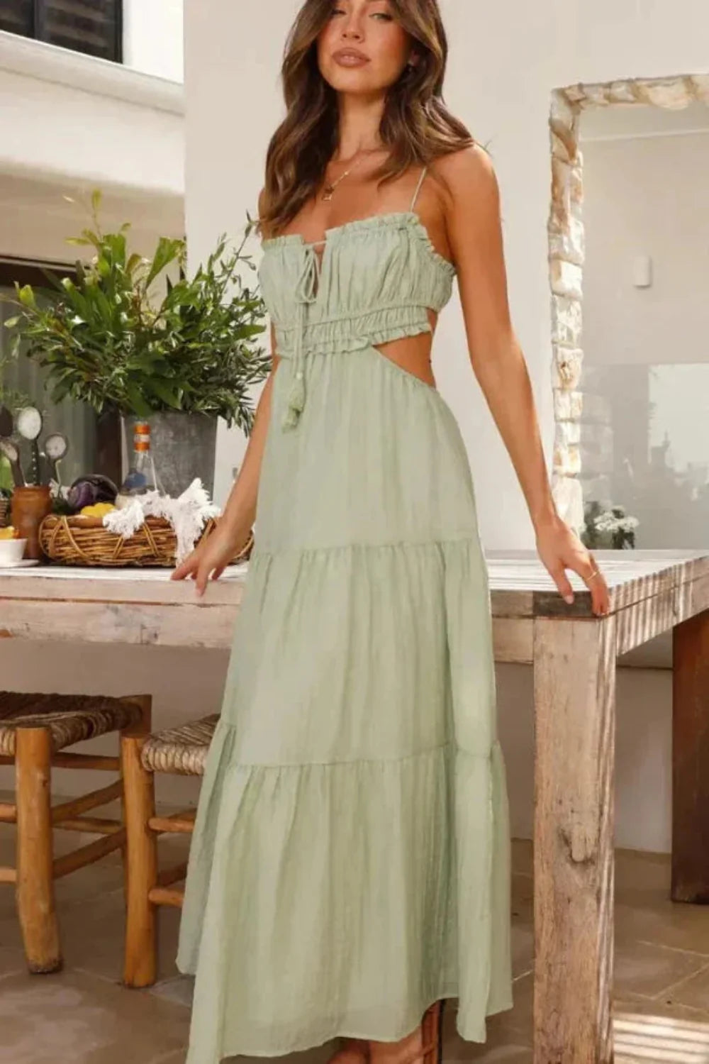 Tiered sundress, bohemian vacation dress, ruched bust dress, resort wear for women, sage green wedding guest dress, lightweight beach gown. Weave these long-tail keywords naturally into the product description and on-page content to capture high-intent shoppers who know exactly what they want.