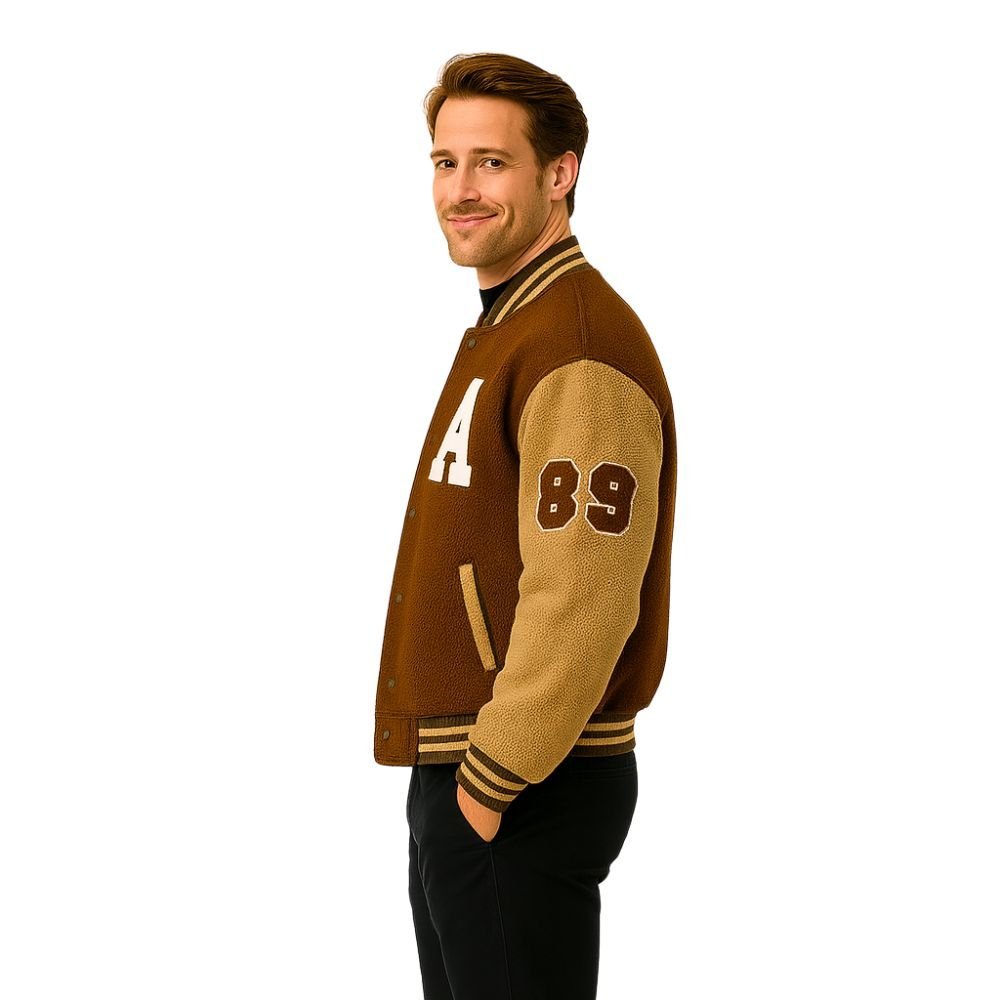 vintage college jacket, ivy league style, fall statement jacket, chenille patch jacket.