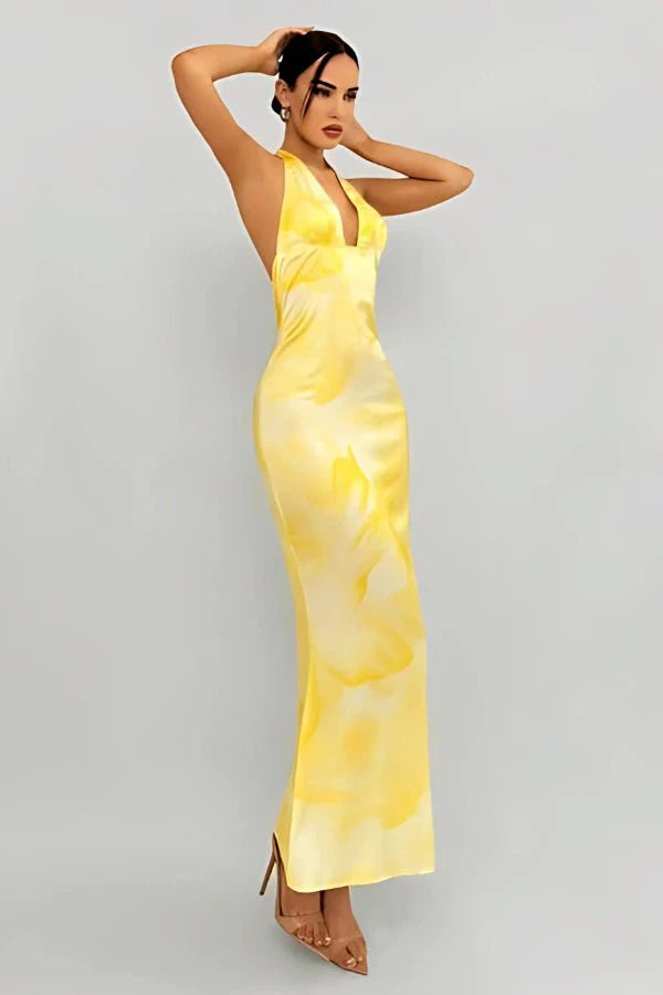 bias cut," "silk charmeuse," "plunge neckline," "floor-length," "elegant," "flowy," "cocktail attire," "destination wedding