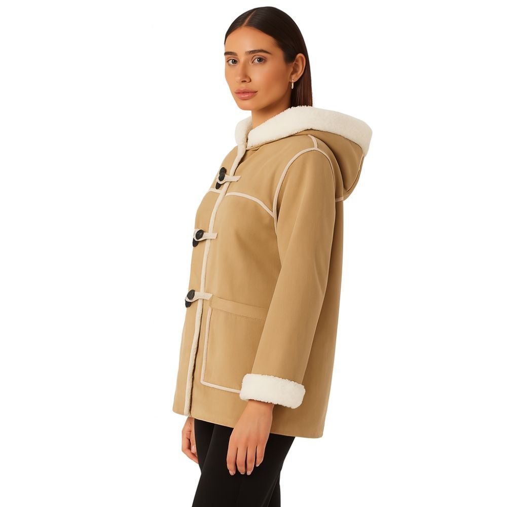 sherpa," "teddy coat," "winter outerwear," "cozy," "plush," "padded," and "insulated" throughout the description and backend