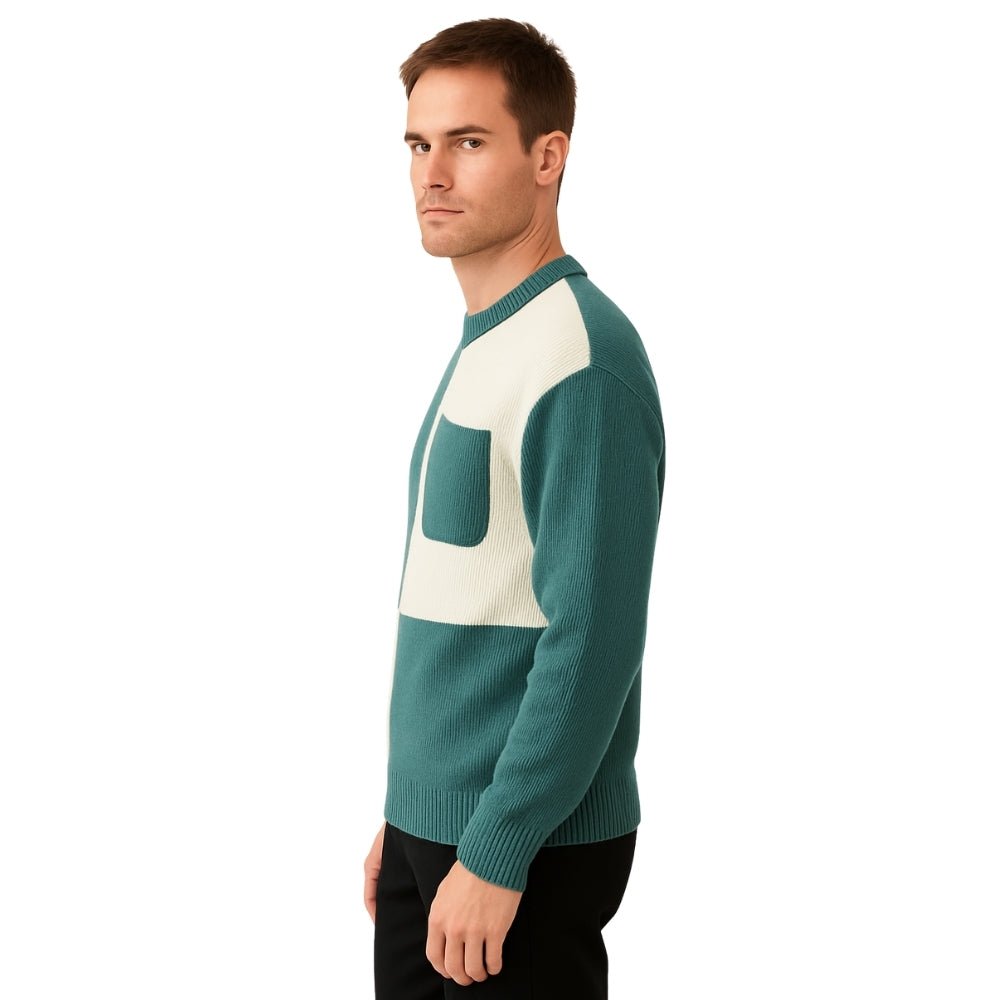 architectural knit, contemporary menswear, merino wool pullover, statement sweater