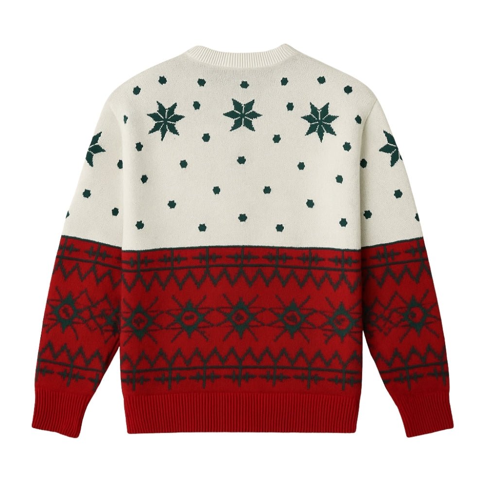 heirloom quality," "intarsia knit," "soft-touch wool," "après-ski style," "fireside attire," and "sophisticated holiday wear