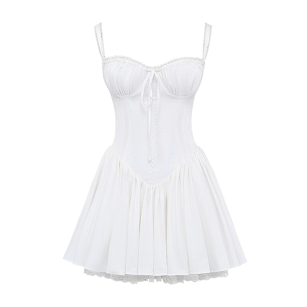 White kouvr dress with thin straps on a white background