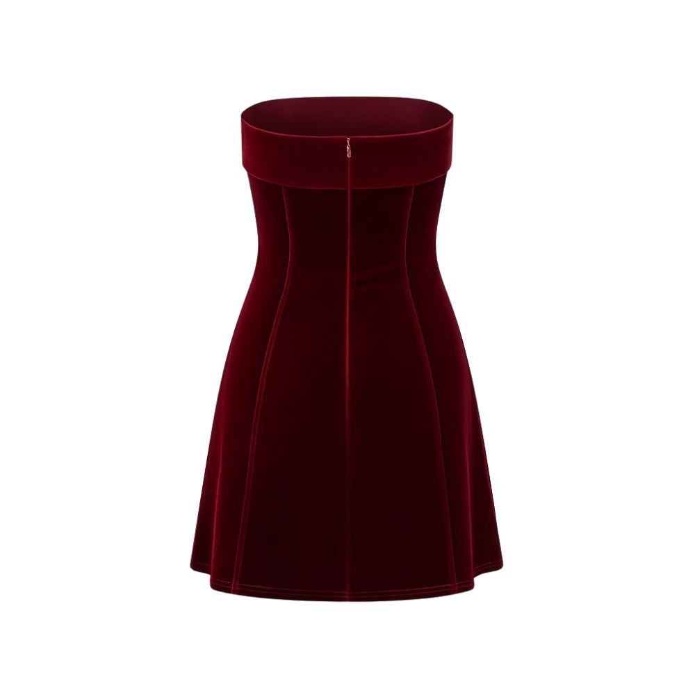 Burgundy kouvr dress on a white background