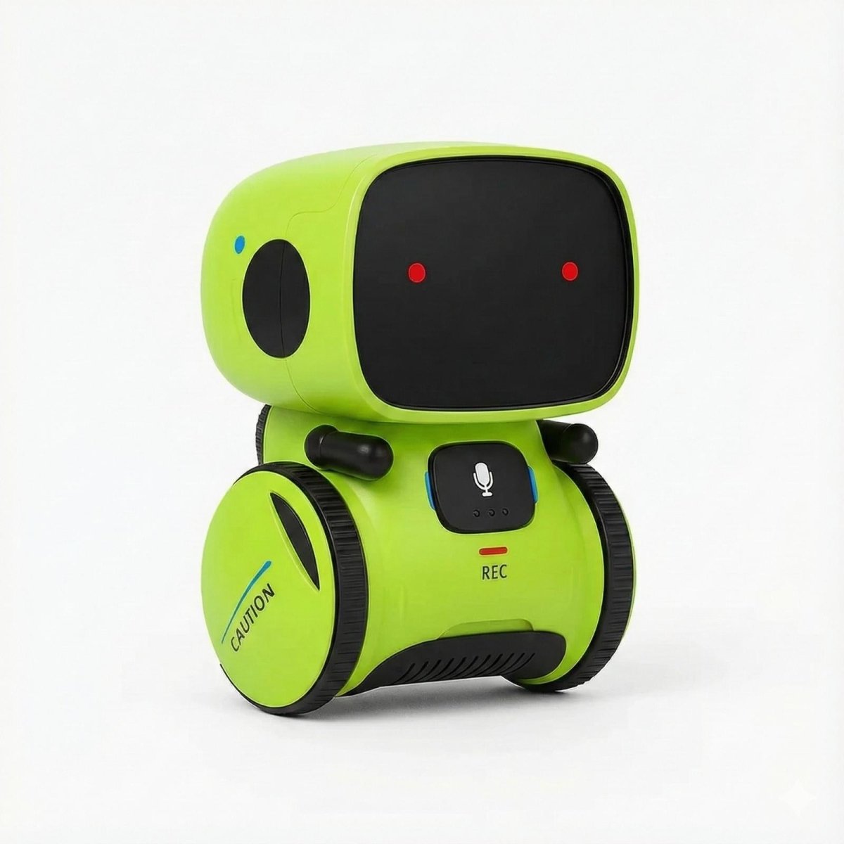 The green Kouvr Groovebot smart interactive robot toy for kids, shown from the front on a clean white background.