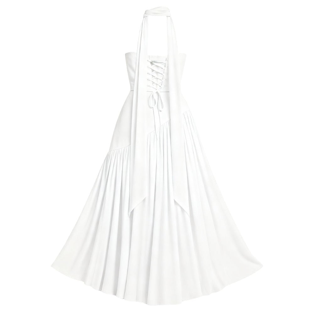White Kouvr dress with thin straps on a white background