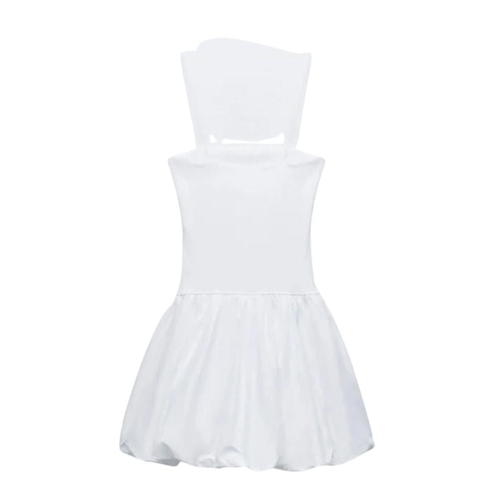 Kouvr white bubble hem mini dress with spaghetti straps