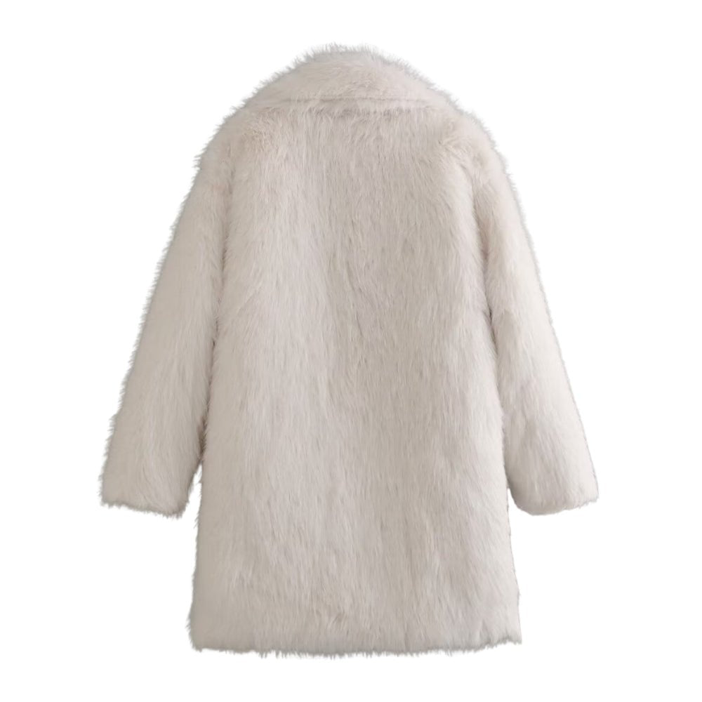 elegant outerwear," "cozy winter fashion," "chic cold-weather style," and "cruelty-free luxury