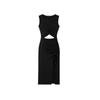 Black Kouvr sleeveless dress with cut-out design on a white background