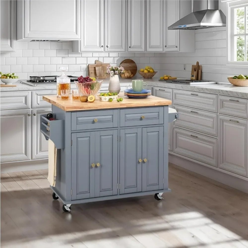 butcher block top," "kitchen prep station," "freestanding kitchen cabinet," "serving trolley," "small space kitchen solution