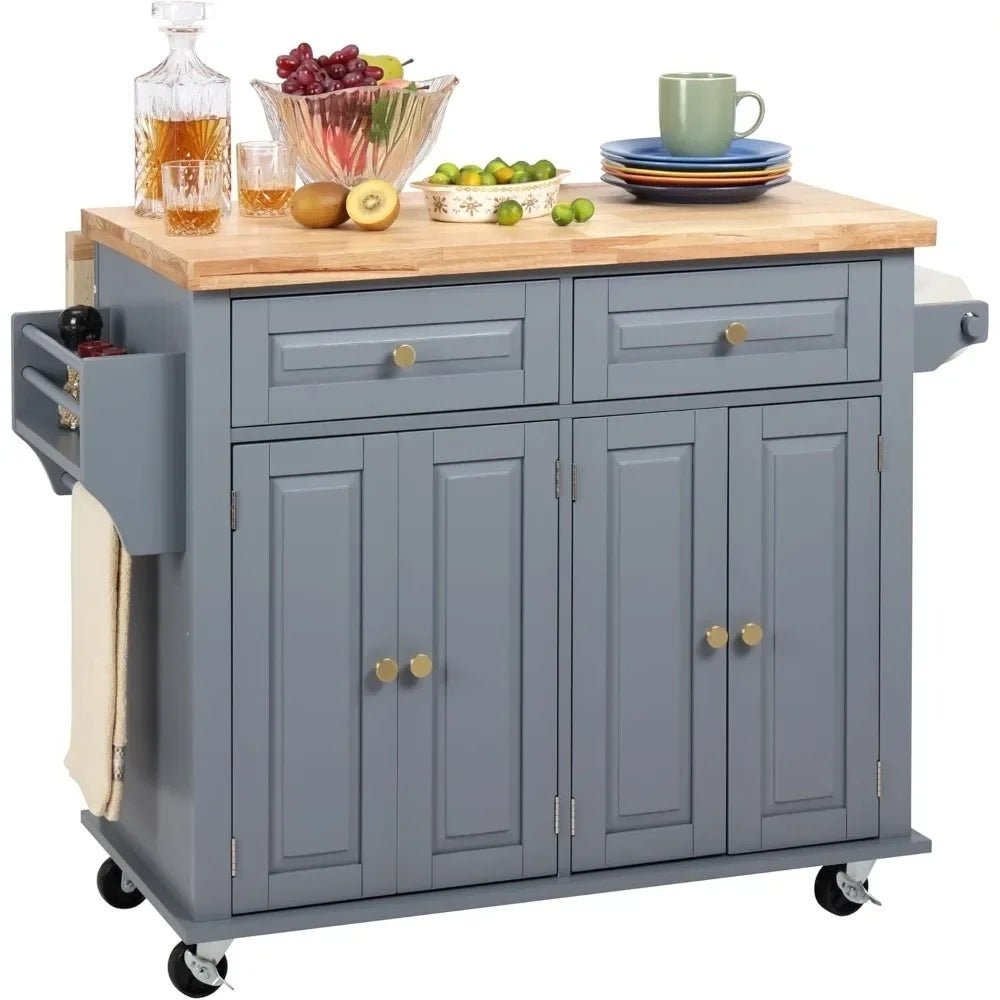 butcher block top," "kitchen prep station," "freestanding kitchen cabinet," "serving trolley," "small space kitchen solution
