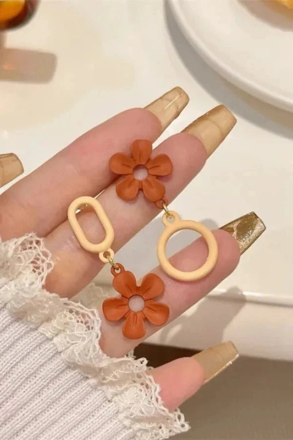 Flower Dual Tone Earrings