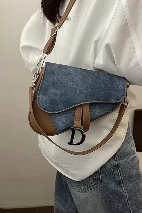Denim Pattern Saddle Bag