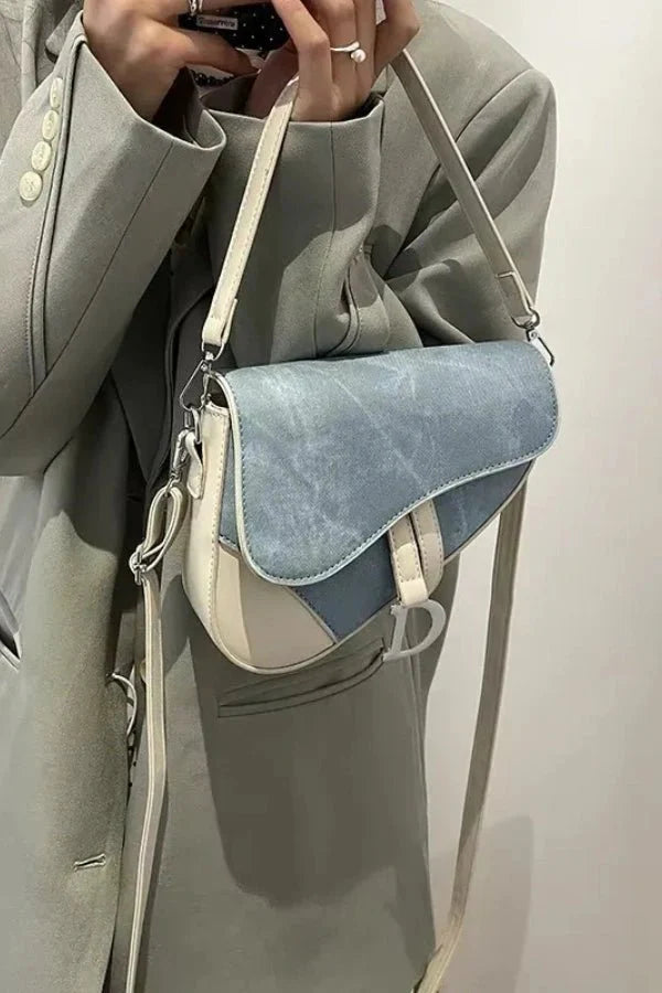 Denim Pattern Saddle Bag