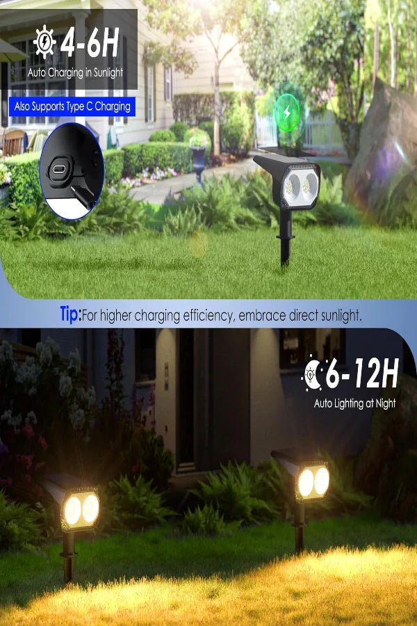 Quntis 4 Pack Solar Spot Lights Outdoor