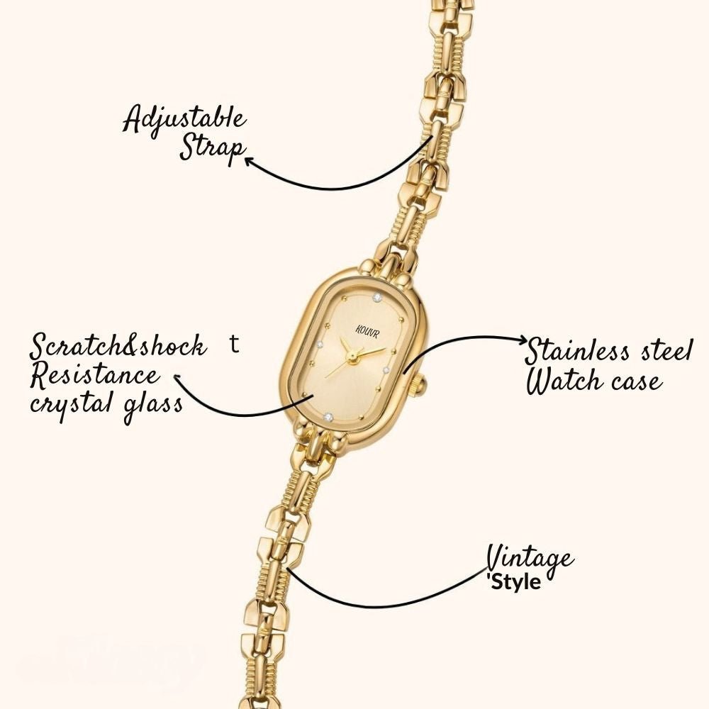 Gold Kouvr bracelet on a white background