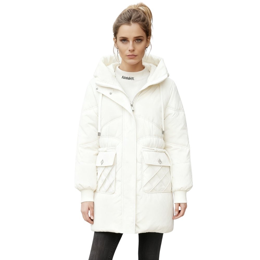 cold-weather essential," "thermal performance," "weather-resistant," "urban exploration," "chic outerwear," and "investment piece
