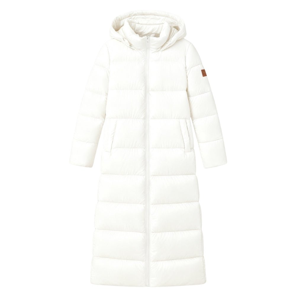 insulated outerwear," "quilted long coat," "winter staple," "investment piece