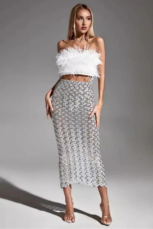 Ensemble de bandage à plumes et à paillettes Vienne
