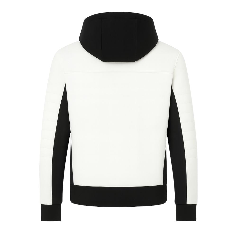 Black and white hoodie on a white kouvr background