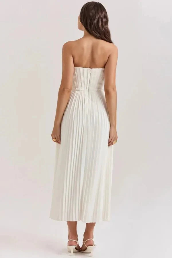Kouvr Anaflor White Strapless Corset Midi Dress