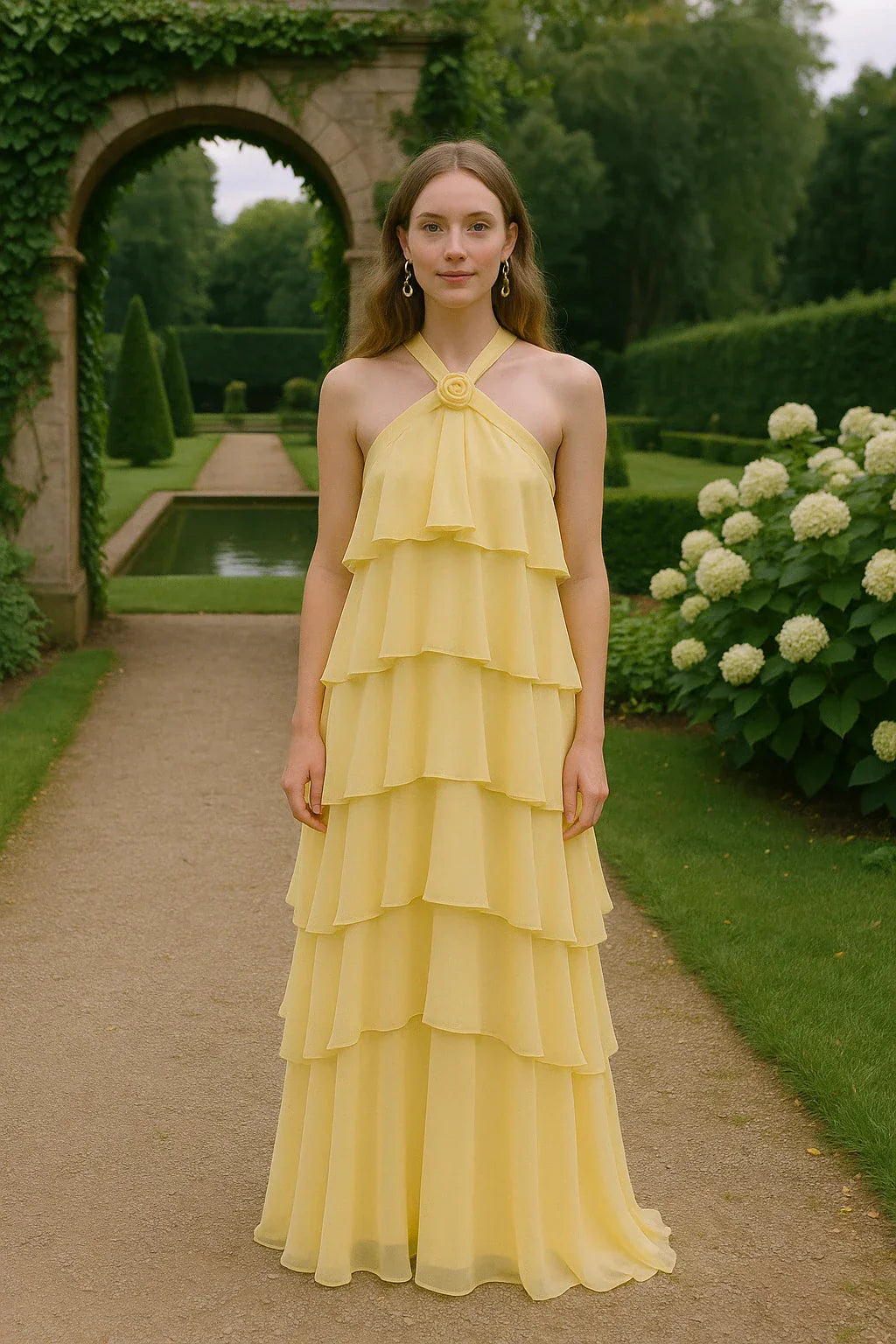 flowy," "romantic," "ethereal," "open back," "garden party attire," "resort wear," and "elegant