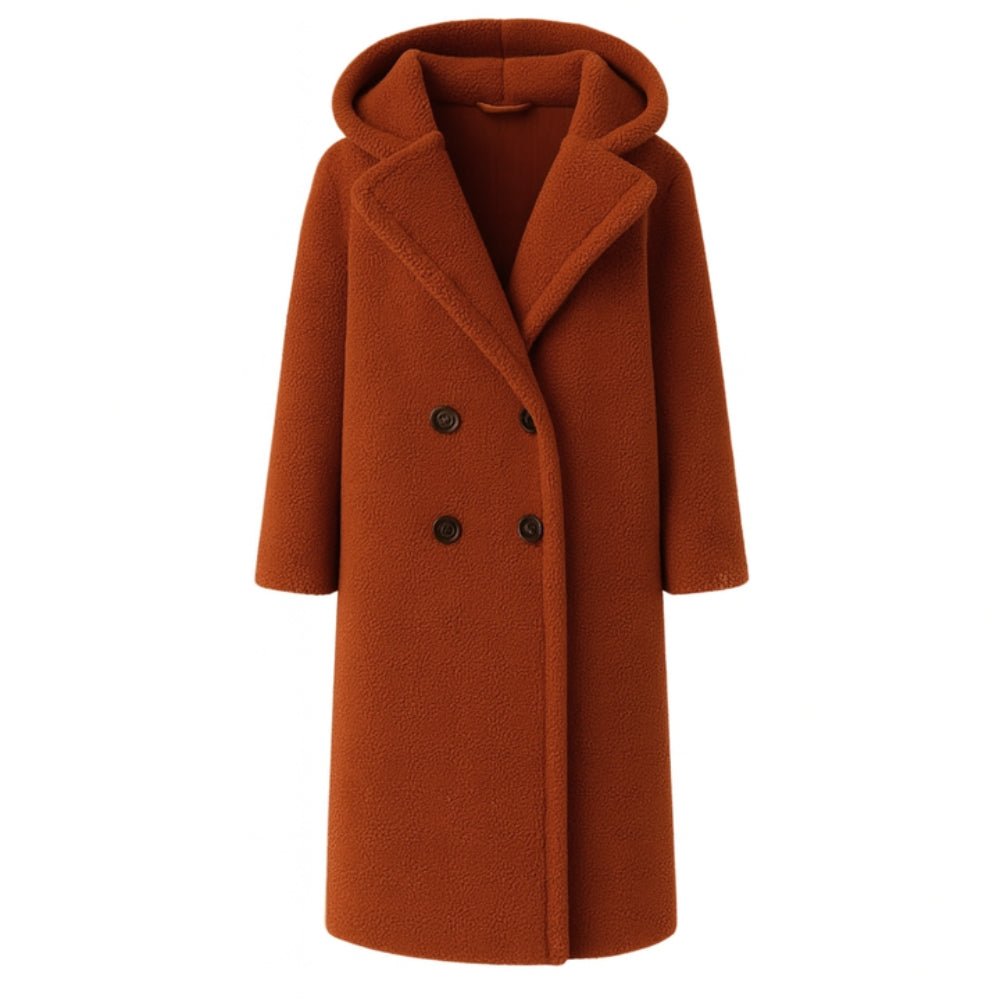 plush fleece jacket, oversized winter coat, cozy longline jacket, caramel teddy bear coat