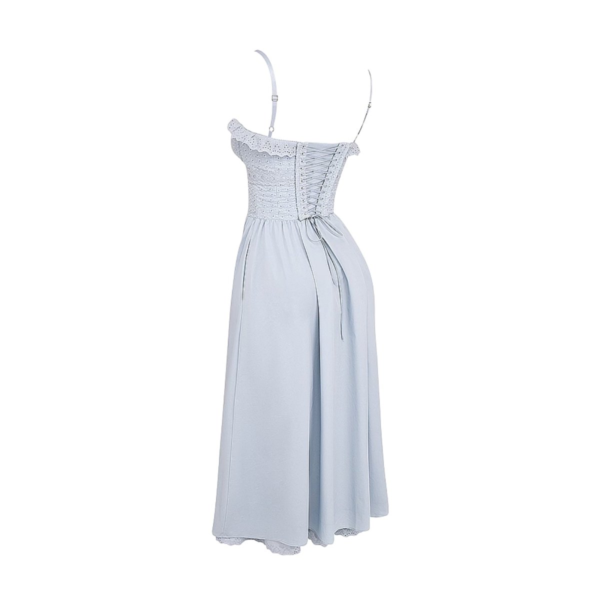 Light blue Kouvr dress with thin straps on a white background