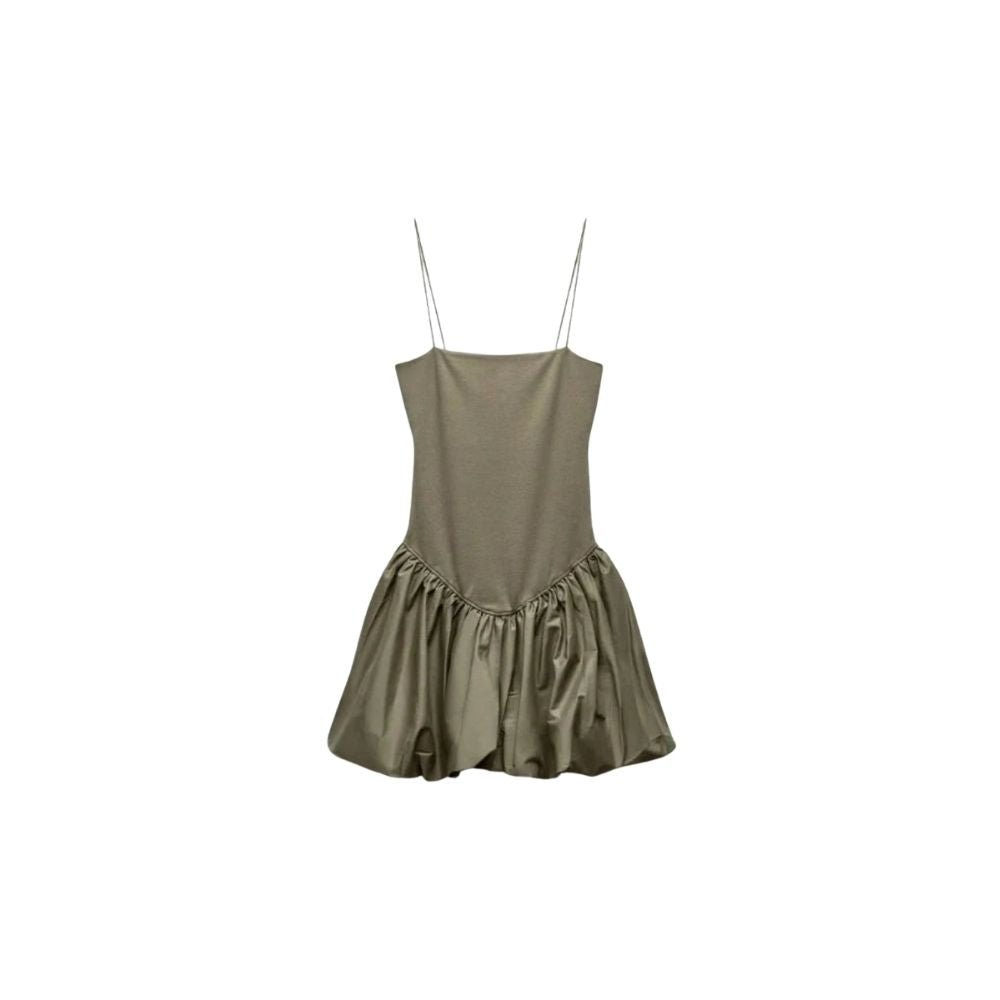 Green kouvr dress with thin straps on a white background