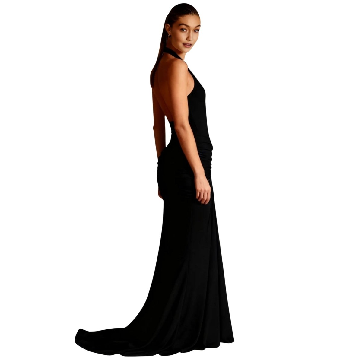 Black Kouvr evening gown on a white background