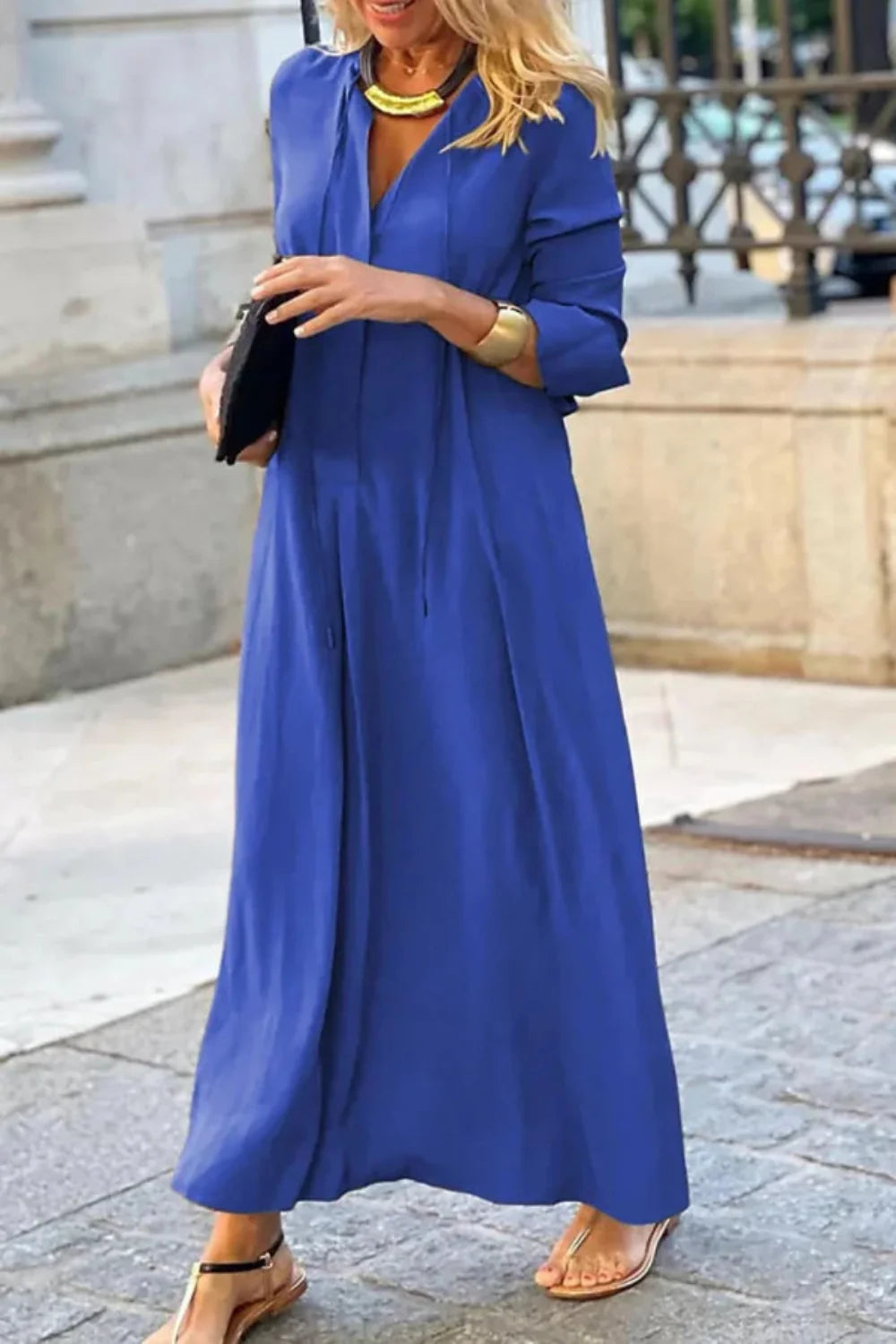 elegant vacation dress, resort wear for women, comfortable formal gown, lightweight summer dress, sophisticated casual dress, flattering silhouette, versatile travel dress