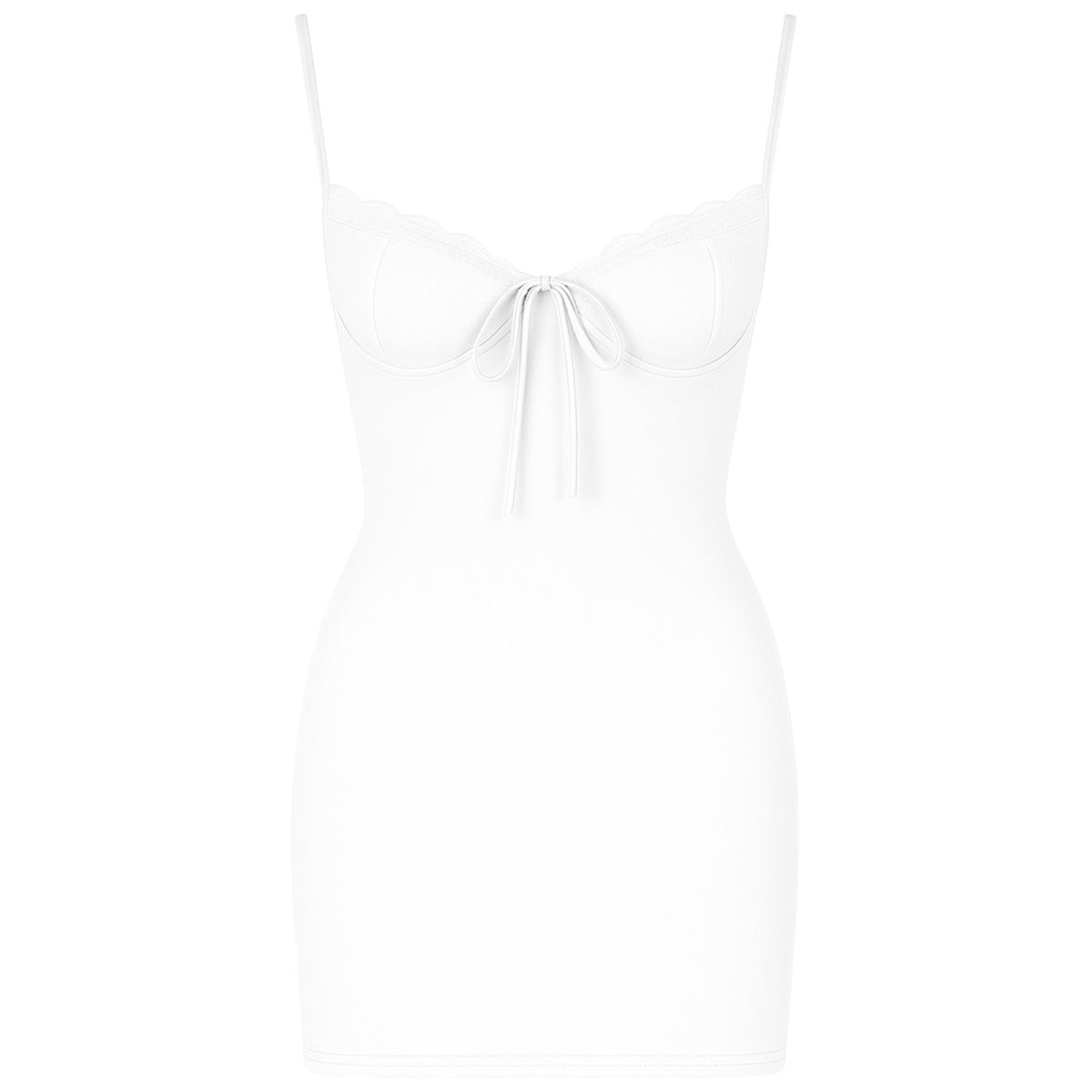 White satin slip dress on a white background