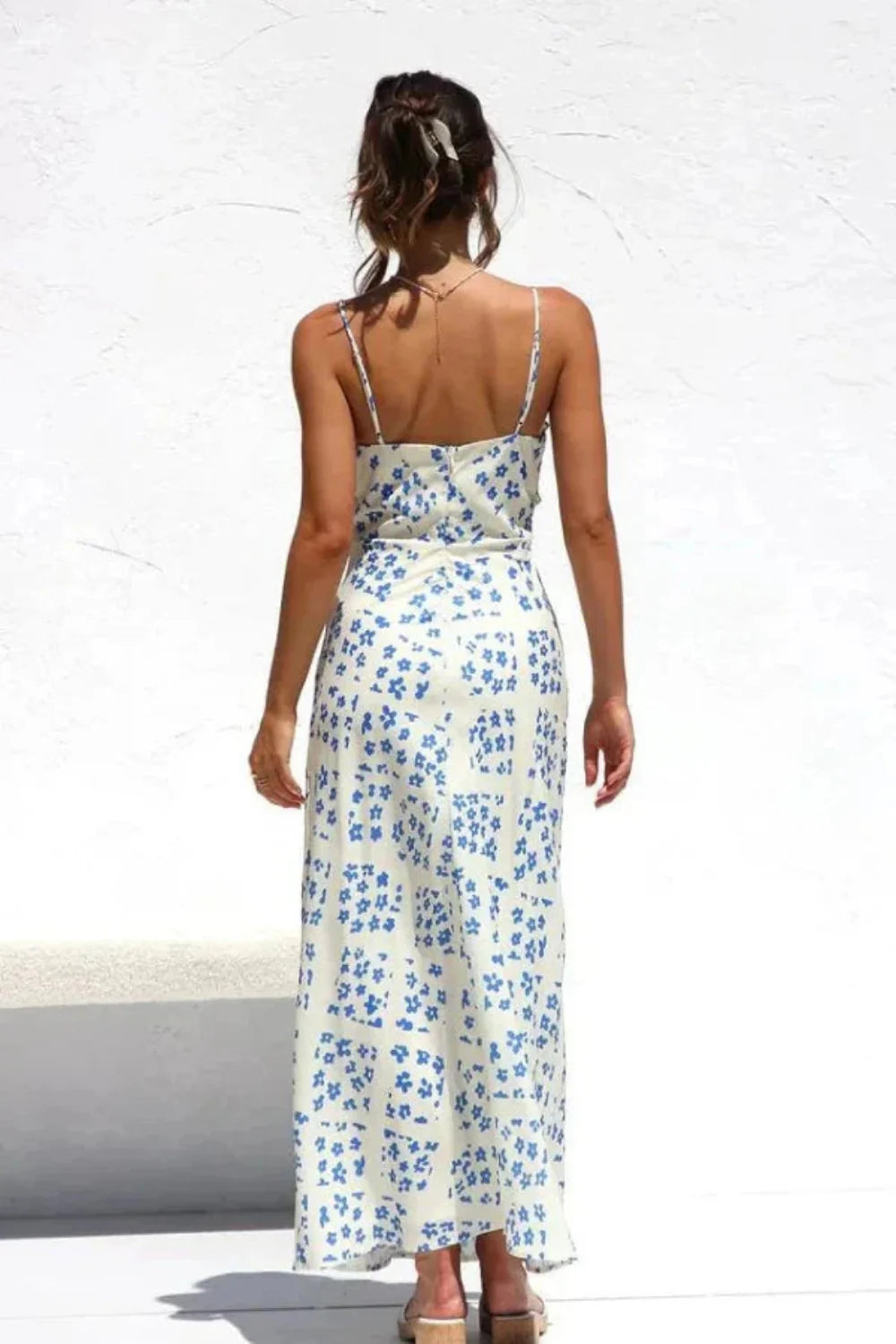 A-line silhouette, spaghetti straps, lightweight, breathable fabric, romantic, slip dress, sundress