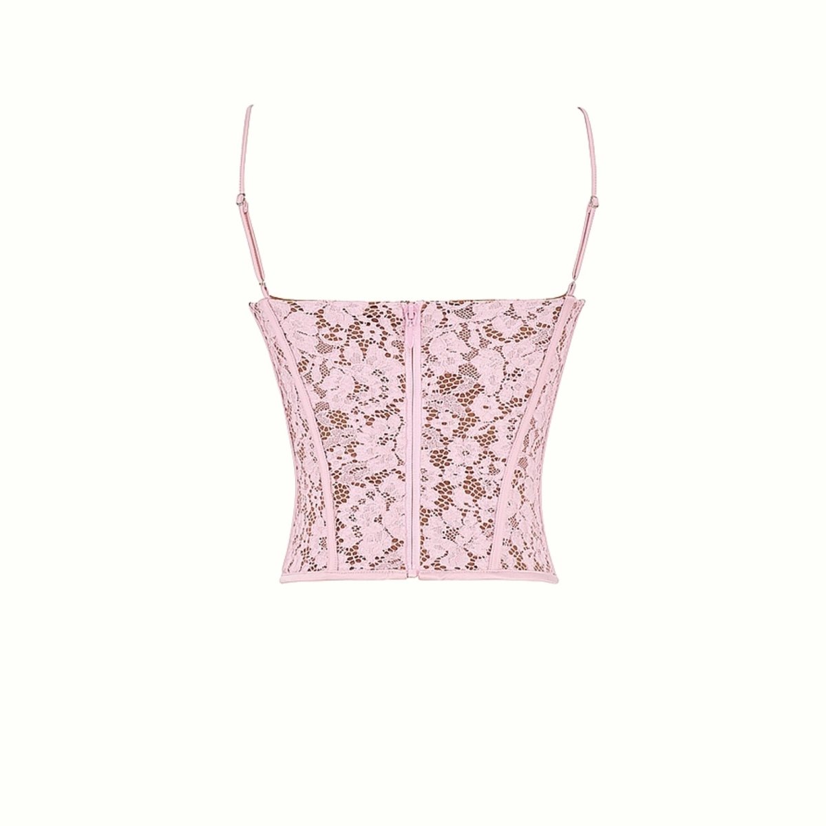 Pink Kouvr lace camisole on a white background