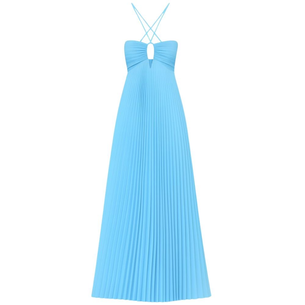 Kouvr Pleated Halter Maxi Dress Back View