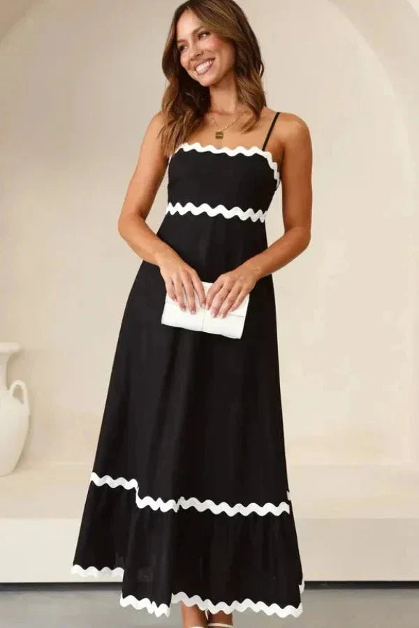 Kouvr Fashion black amillia midi dress front view on model