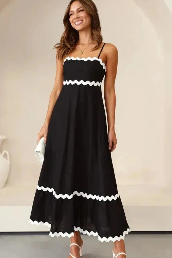 Kouvr Fashion black amillia midi dress front view on model