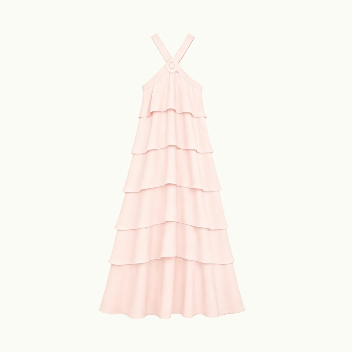 Pink Kouvr tiered dress on a white background