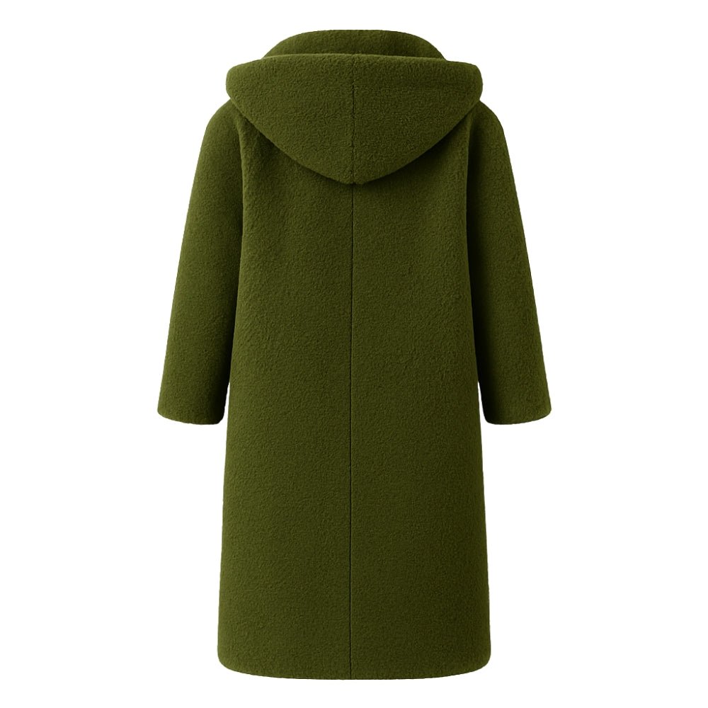 oversized fit," "cocoon silhouette," "cozy outerwear," "investment piece," "sustainable wool," "trans-seasonal jacket