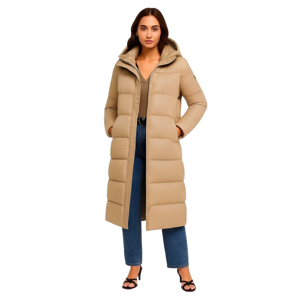 down-filled overcoat", "cold-weather essential", "quilted jacket", "insulated outerwear", "winter wardrobe staple