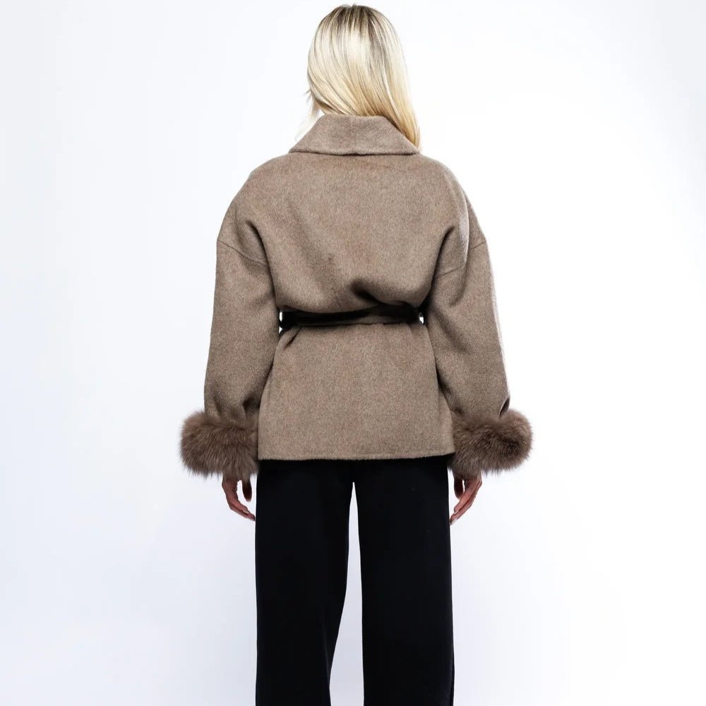 Quiet luxury outerwear, investment piece coat, kimono sleeve jacket, oversized belted jacket, designer winter coat, minimalist wool coat.