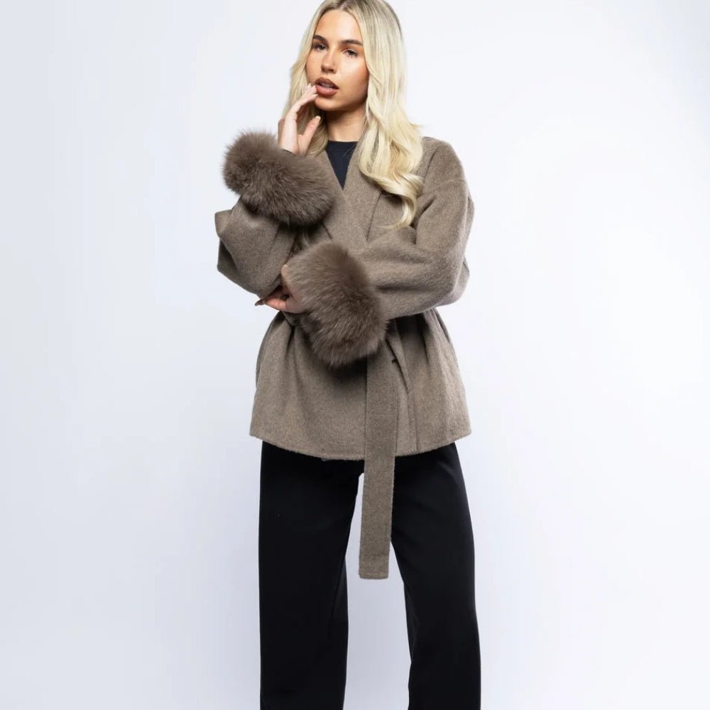 Quiet luxury outerwear, investment piece coat, kimono sleeve jacket, oversized belted jacket, designer winter coat, minimalist wool coat.