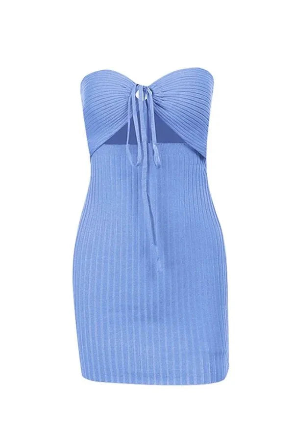 bandeau dress,body-hugging,sculpting fit, cerulean blue, and cocktail attire