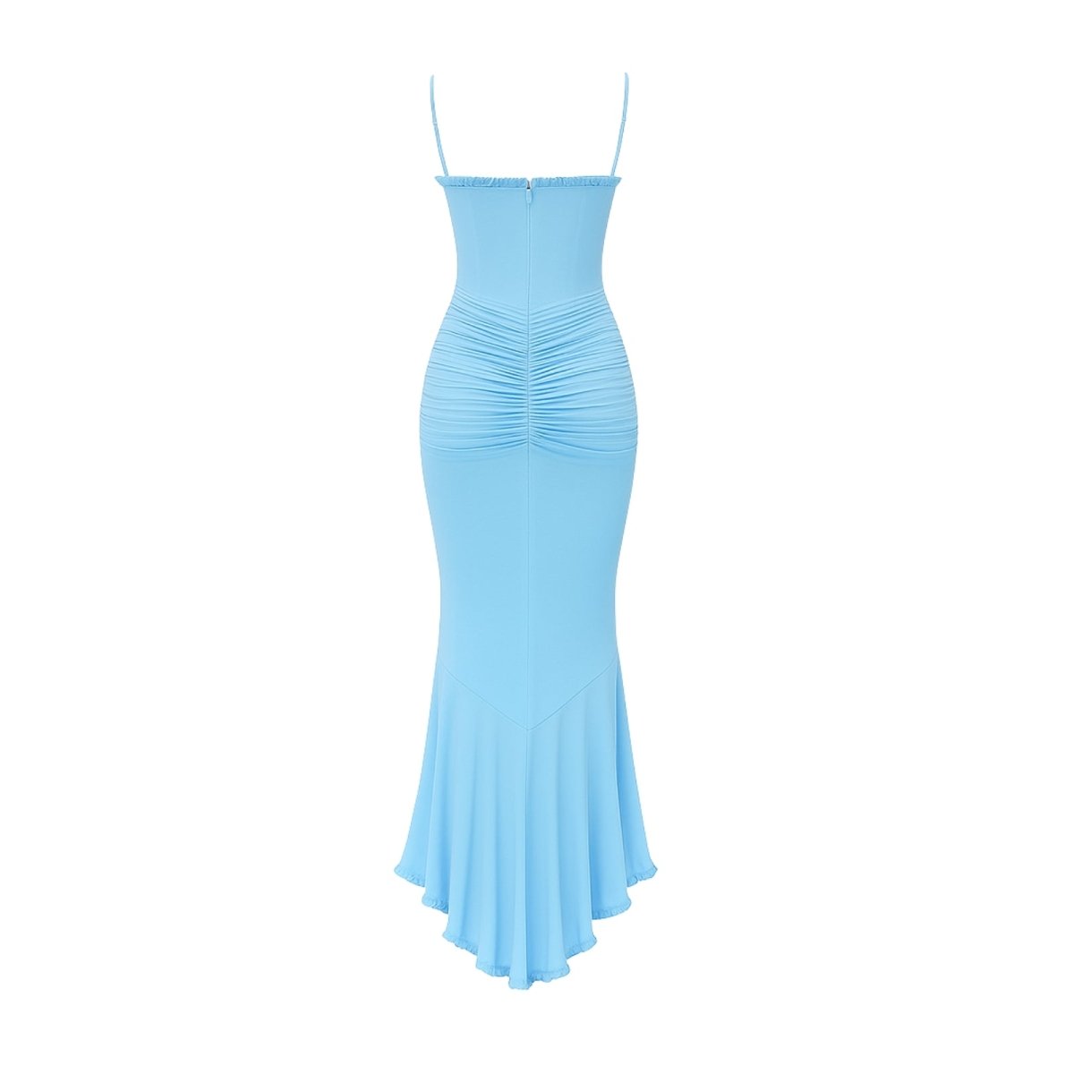 Light blue kouvr  dress with thin straps on a white background
