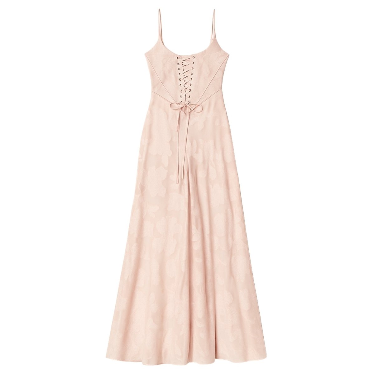 Pink Kouvr lace-up dress on a white background